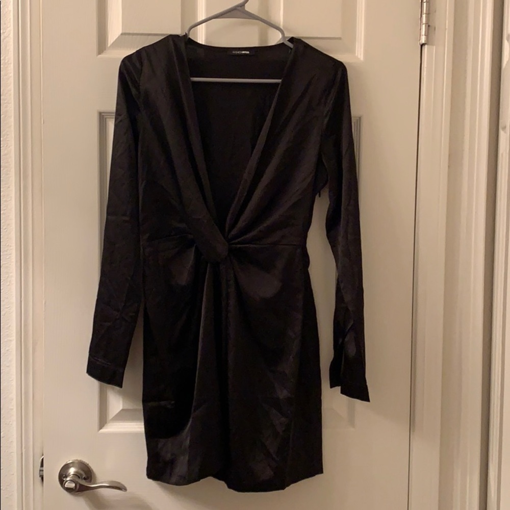 Black silk mini dress